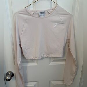 Gymshark Cropped Athletic Longsleeve Workout Pilates Pale Pink Top Women’s Small
